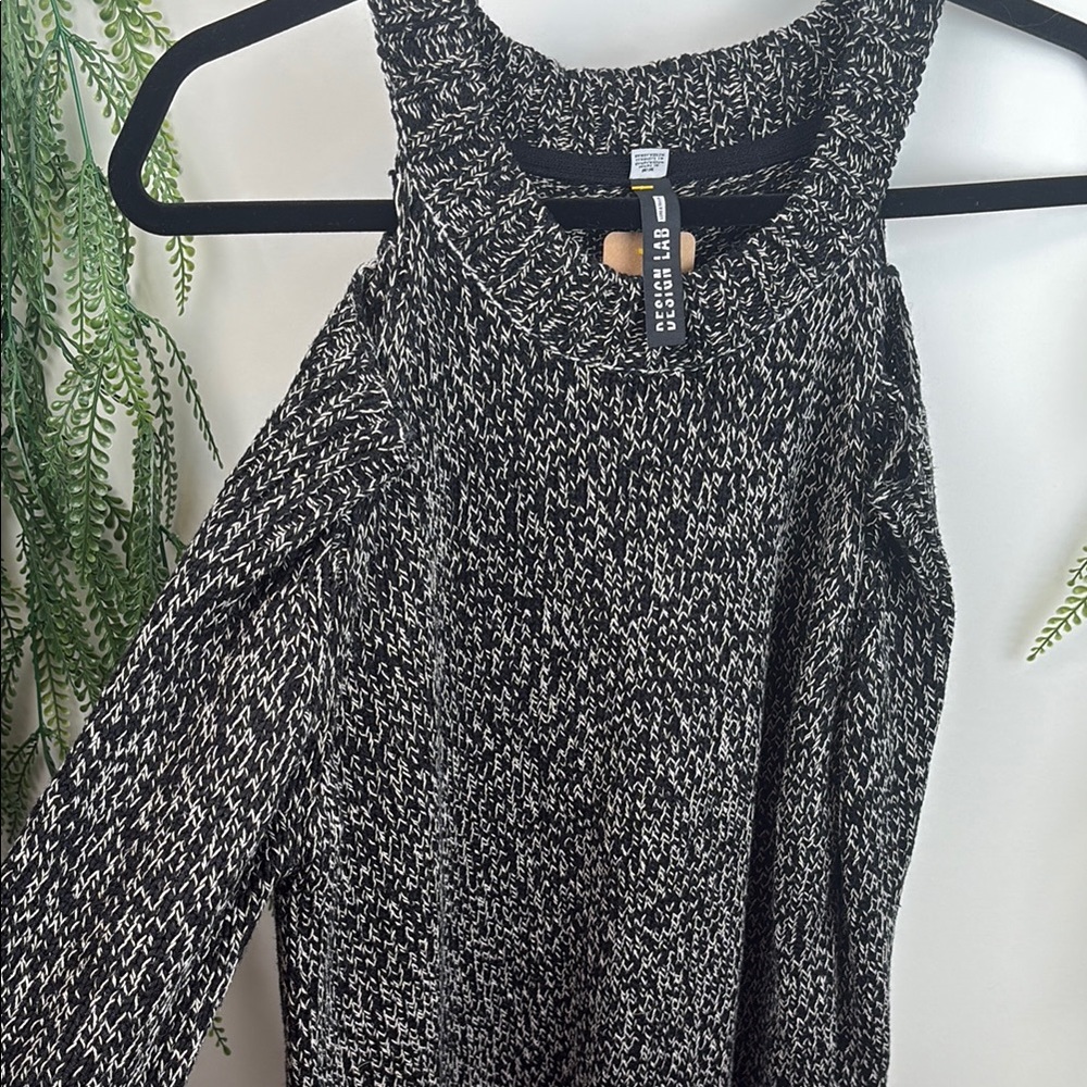Design Lab Lord & Taylor Black and White Off-the-Shoulder Sweater